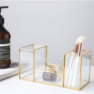 Gouden Glazen Make-up Organizer