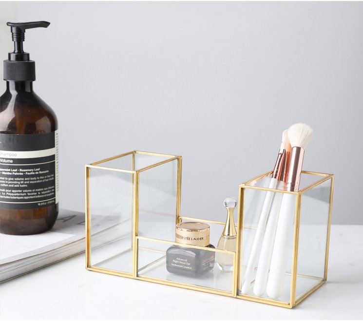 Gouden Glazen Make-up Organizer