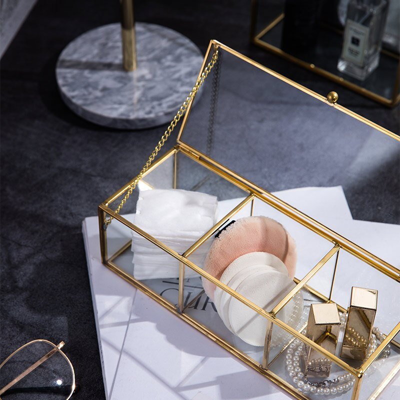 Gouden Make-up Organizer met 3 Vakjes