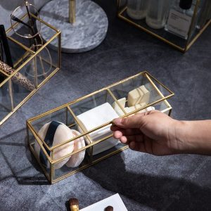 Gouden Make-up Organizer met 3 Vakjes