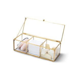 Gouden Make-up Organizer met 3 Vakjes
