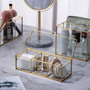 Gouden Make-up Organizer met 3 Vakjes