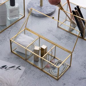 Gouden Make-up Organizer met 3 Vakjes