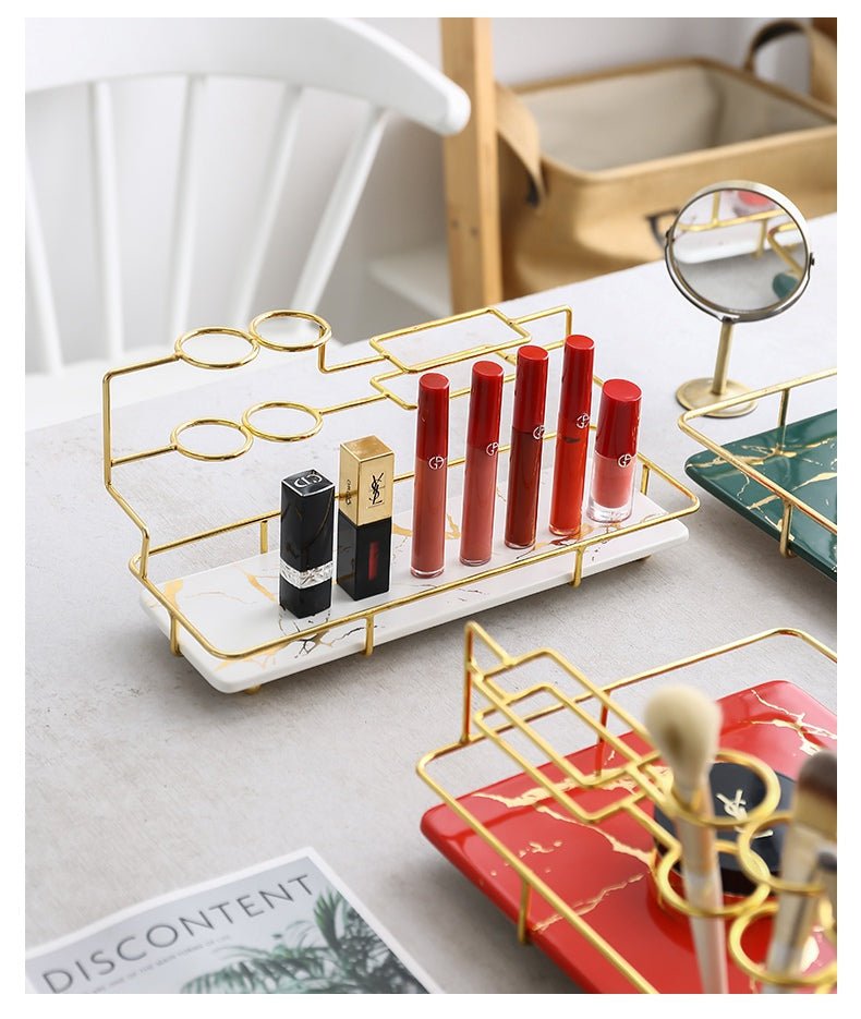 Gouden Marmeren Make-up Organizer